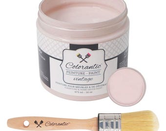 Colorantic - Bundle Pale Pink (Dusty Rose) Chalk Paint and 35mm Oval Beeswax Paint Brush