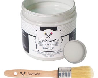 Colorantic - Bundle Light Gray Beige (Mist) Chalk Paint and 35mm Oval Beeswax Paint Brush