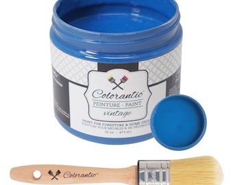 Colorantic - Bundle Royal Blue (Summer Storm) Chalk Paint and 35mm Oval Beeswax Paint Brush