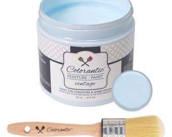 Colorantic - Bundle Baby Blue (Nautical) Chalk Paint and 35mm Oval Beeswax Paint Brush