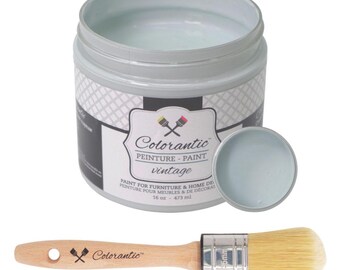Colorantic - Bundle Blue-Grey (Raindance) Chalk Paint and 35mm Oval Beeswax Paint Brush