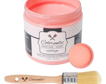 Colorantic - Bundle Dark Pink (Grapefruit) Chalk Paint and 35mm Oval Beeswax Paint Brush