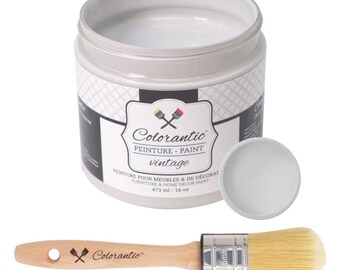 Colorantic - Bundle Light Gray (Volcano) Chalk Paint and 35mm Oval Beeswax Paint Brush