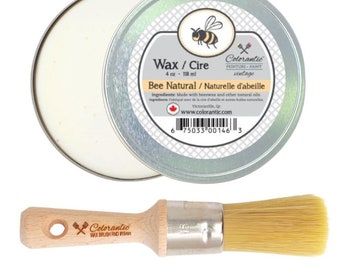 WAX BUNDLE | 1 color + Wax Brush 16mm | Available in 4oz/8oz Sizes and 6 Colors | To Polish and Protect Furniture After Chalk Paint