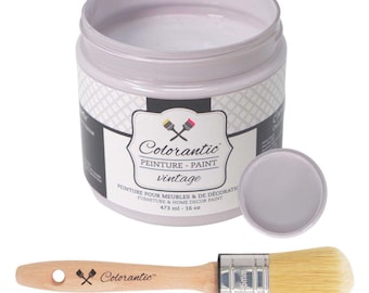 Colorantic - Bundle Light Purple (Lavender) Chalk Paint and 35mm Oval Beeswax Paint Brush