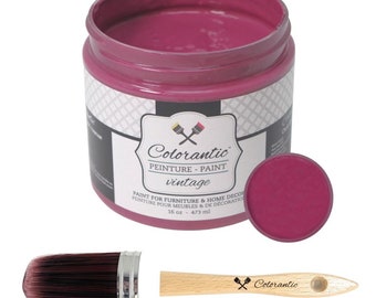 Colorantic- Bundle Burgundy (Glass OF Wine,16 Oz) Chalk Paint and Oval Purple Chalk Paint Brush
