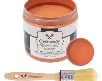 Colorantic - Bundle Burnt Orange (Pumpkin Spice) Chalk Paint and 35mm Oval Beeswax Paint Brush
