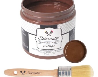 Colorantic- Bundle Dark Brown (Sweet Truffle) Chalk Paint and 35mm Oval Beeswax Paint Brush