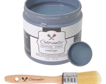 Colorantic- Bundle Grey-Blue (Dolphin) Chalk Paint and 35mm Oval Beeswax Paint Brush