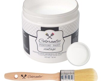 Colorantic- Bundle Pure White (Cotton Ball) Chalk Paint and 35mm Oval Beeswax Paint Brush
