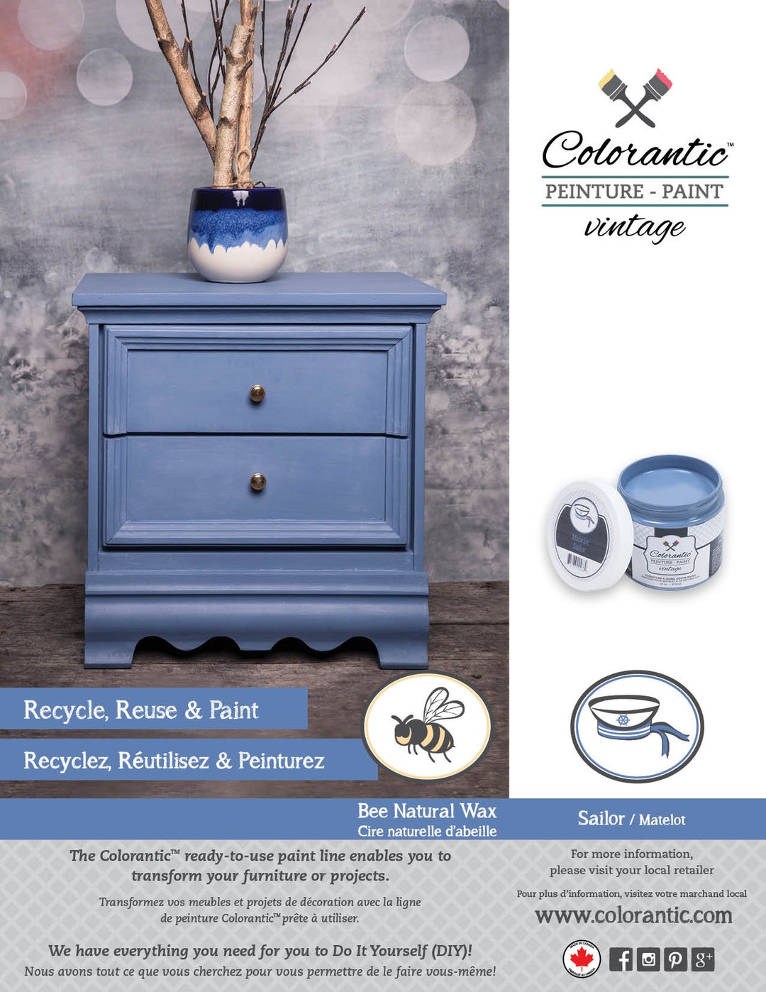  Colorantic  MIST Grey Furniture Chalk Based Paint for