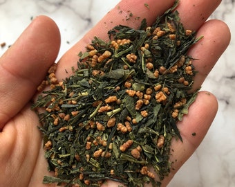 Genmaicha Green Tea. Roasted Rice Japanese Green Tea. All Natural Gourmet Loose Leaf Green Tea.