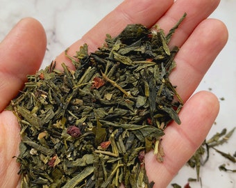 Pomegranate Green Tea. Gourmet Loose Leaf All Natural Green Tea.