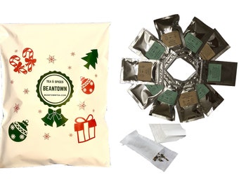 10 Teas Holiday Gift Pack. Assortment of 10 Loose Leaf Tea Samplers. Paper Tea Filters Included.