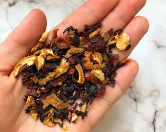 Red Orange Fruit Blend. All Natural Caffeine Free Gourmet Loose Leaf Fruit Tea.