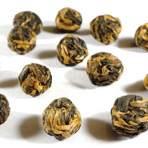 Golden Dragon Pearls Black Tea. Premium Loose Leaf Yunnan Black Tea.