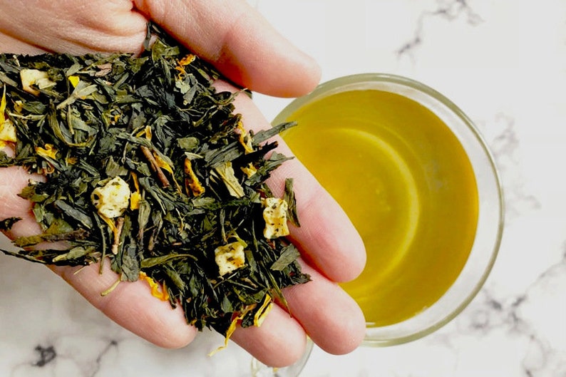 Apricot Green Tea. Gourmet Loose Leaf All Natural Green Tea. Etsy