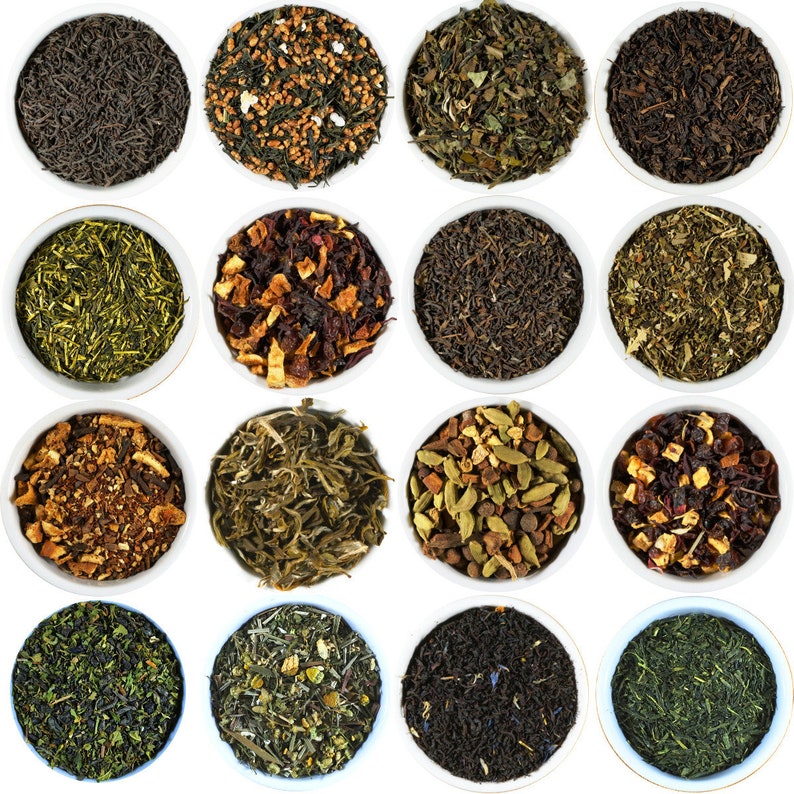 Gourmet Loose Leaf Tea Sampler. Choose From A Variety Of Green, Black, White, Chai And Herbal Teas. Makes great gift and stocking stuffer. 