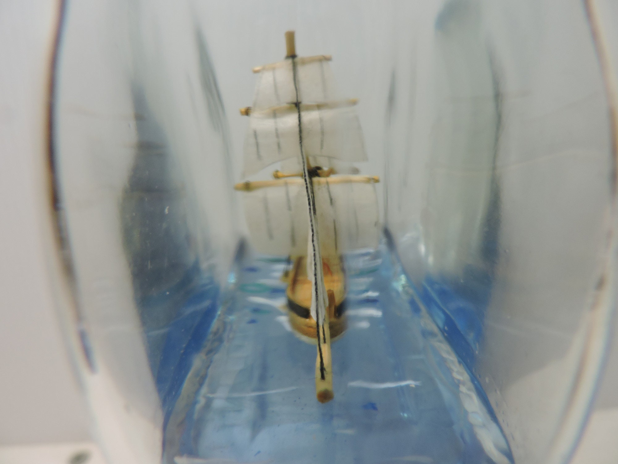 Ketch Ship in a Bottle Sailing on a Blue Sea | Etsy