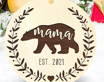 New Mom Ornament, Mama Bear ornament, Personalized mom and baby ornament, Mommy's First Christmas, New mom gift, Ornament for mom