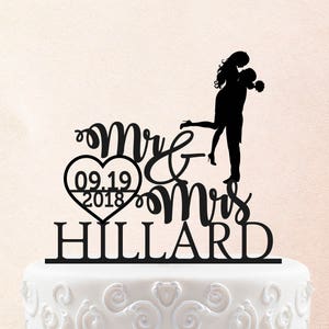 Personalized Mr Mrs Wedding Cake Topper Bride Groom Customized Wood Laser IP109 