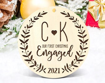 Our First Christmas Engaged Ornament Engagement Personalized Wedding Ornament Engaged Christmas Ornament 1st Engaged Christmas decorations