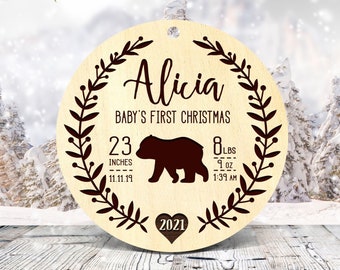 First Christmas Baby Boy Ornament, Birth Stats Ornament, Baby bear Ornament, New Baby Ornament, New Mommy Gifts Baby Keepsake Gifts New Baby
