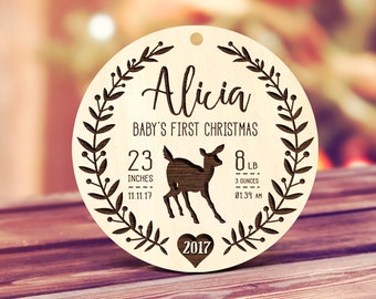 Baby's first Christmas ornament Deer Christmas Ornament Baby Girl Ornament Baby boy Ornament Personalized Christmas ornament Newborn Gift