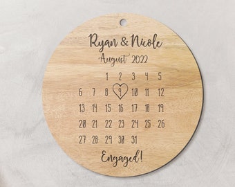 Personalized Engaged Ornament, Gift for the Couple, Engagement Gift, Our First Christmas Ornament, Calendar Ornament, Married Ornament