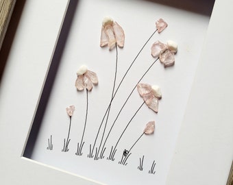 Glass flowers, pink flowers, floral art, wildflowers, gift for her, 8x10 framed or unframed artwork, unique Mothers day gift