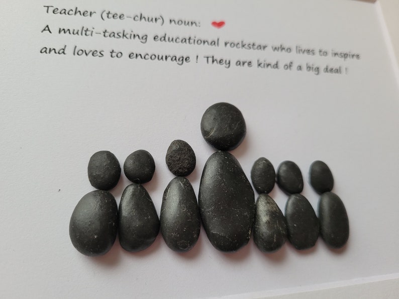 teacher gift, pebble art, teacher, end of school gift, graduation, framed or unframed 8x10 picture image 3