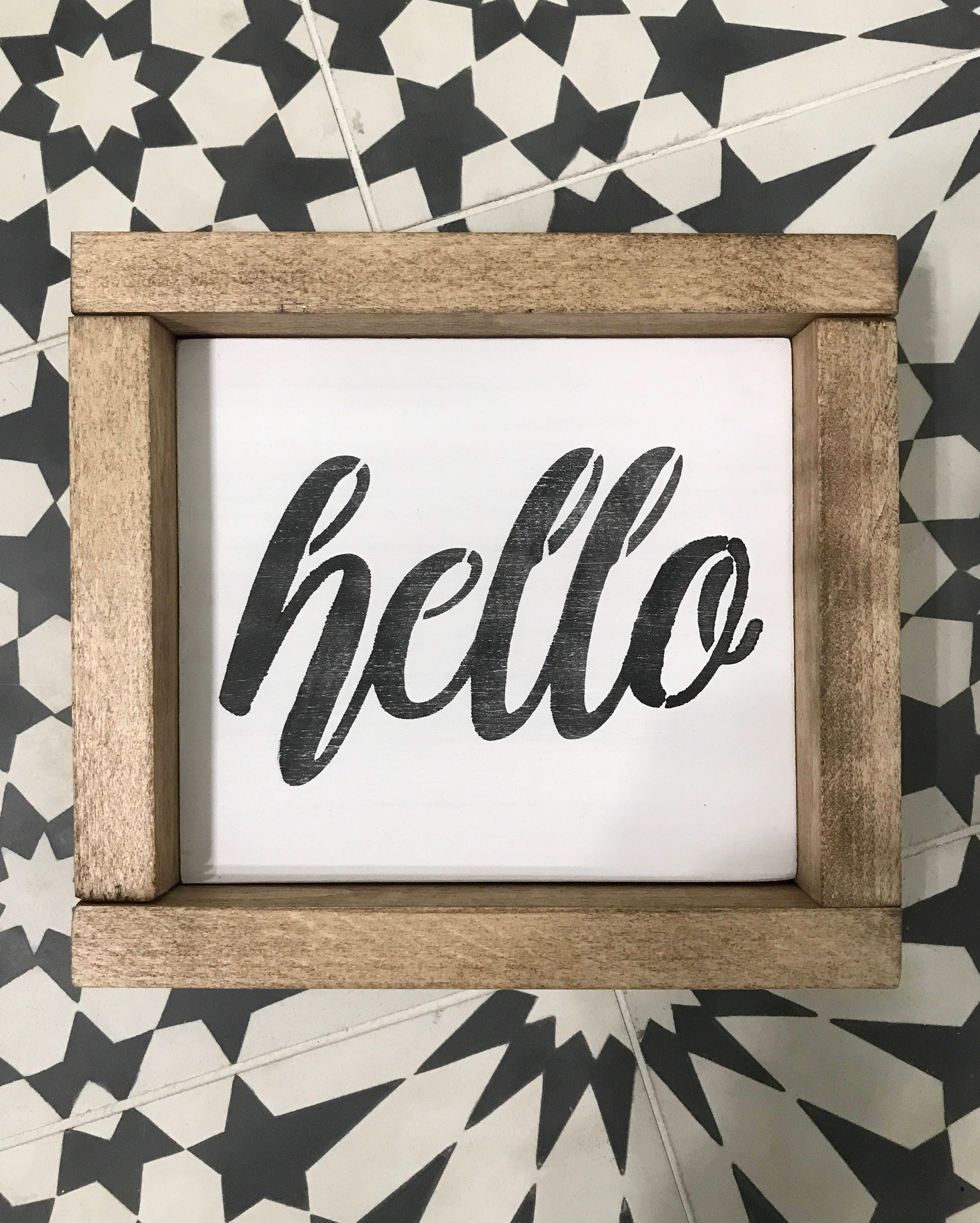 Hello Wood SignRustic DecorRustic Wood Sign Etsy
