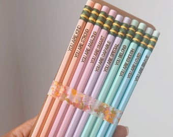 Affirmation Pencils: Ticonderoga Pastel Engraved Pencils - Set of 10