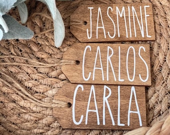 Personalized Wood Christmas Stocking Tags: Farmhouse Gift Tags