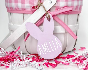 Personalized Wood Easter Basket Tag: Bunny Name Tag