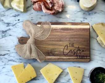 Personalized Acacia Wood Cutting Board: Engraved Charcuterie Board