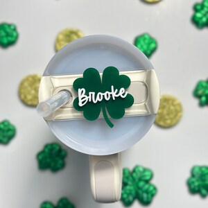 Personalized St. Patrick's Day Shamrock Stanley Tumbler Name Plate