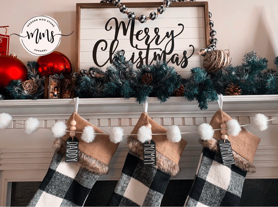 Wood stocking tags, Wooden Christmas tags, Farmhouse stocking tags, Personalized stockings tags, Custom Gift tag, Christmas Decor, Name tags