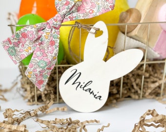 Personalized Wood Easter Basket Tag: Bunny Name Tag