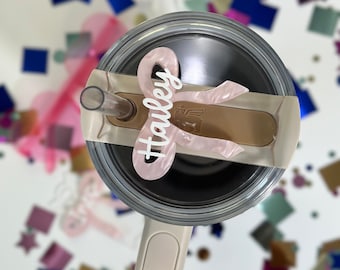 Personalized Bow Stanley Tumbler Name Plate: Acrylic Tumbler Accessory