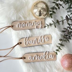 Personalized Wood Stocking Tag: Custom Christmas Name Tag