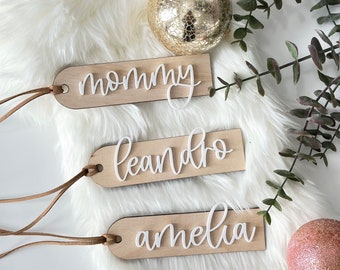 Personalized Wood Stocking Tag: Custom Christmas Name Tag