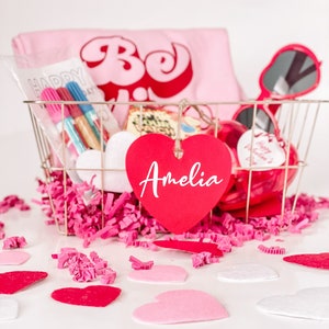 Personalized Wooden Heart Tag: Valentine&#39;s Day Basket Name Tag