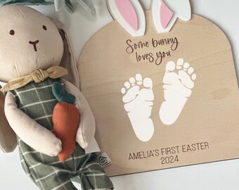 First Easter Footprint Sign: Laser Engraved Keepsake