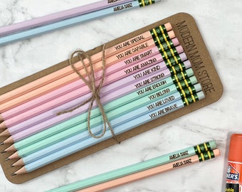 Personalized Pencils, Affirmations pencils set, Ticonderoga pencils, Engraved pencils, Custom name pencils, Back to school, teacher gift