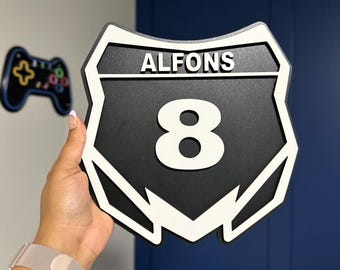 Custom Dirt Bike Number Plate Sign: Motocross Room Decor