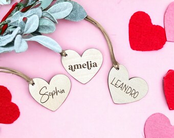Custom Engraved Wood Heart Tag: Valentine's Day Basket Decor