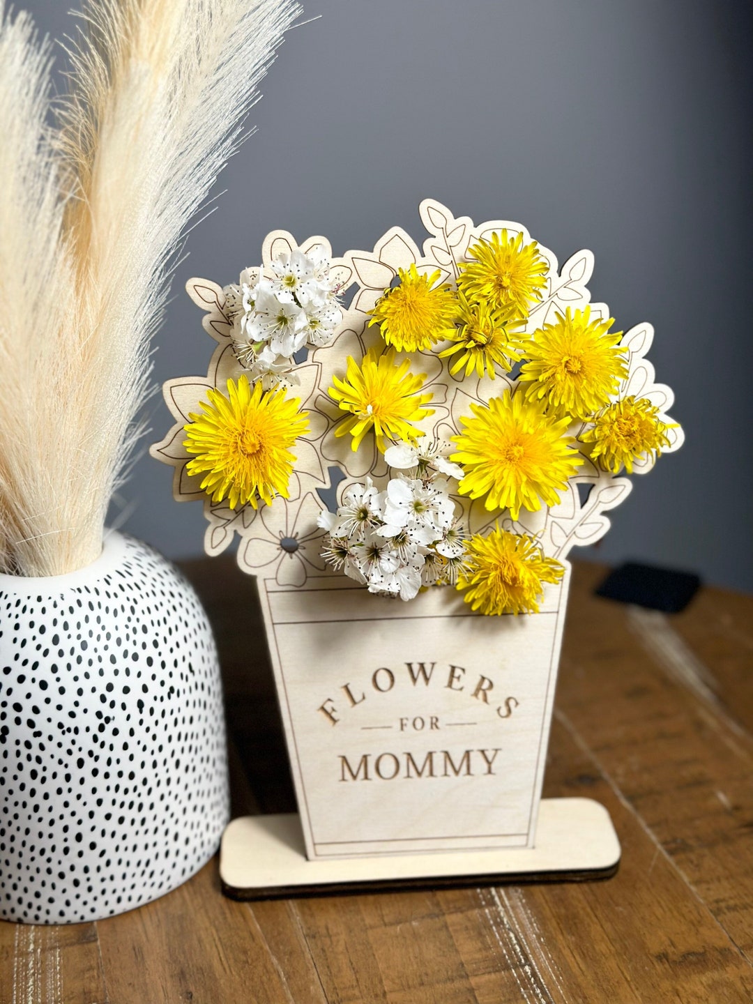 Flowers for Mom Flowers for Mommy Wood Flower Holder Flower Etsy