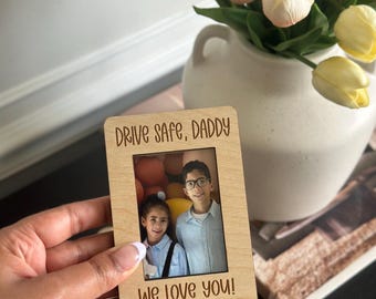 Drive Safe Dad Picture Frame: Personalized Car Visor Photo Gift