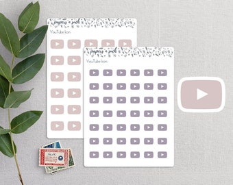 Youtube Icon Planner Stickers | Youtube Icon Stickers |Minimalist Planner Stickers |Functional Stickers |Icon Stickers |Calendar Stickers